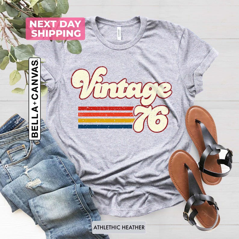 1976 Vintage Birthday Gift Tee, Retro Style, 50th Birthday for Women, Vintage 1976 T-Shirt, 50th Birthday, 50th Birthday Gift, Father Gift afbeelding 4