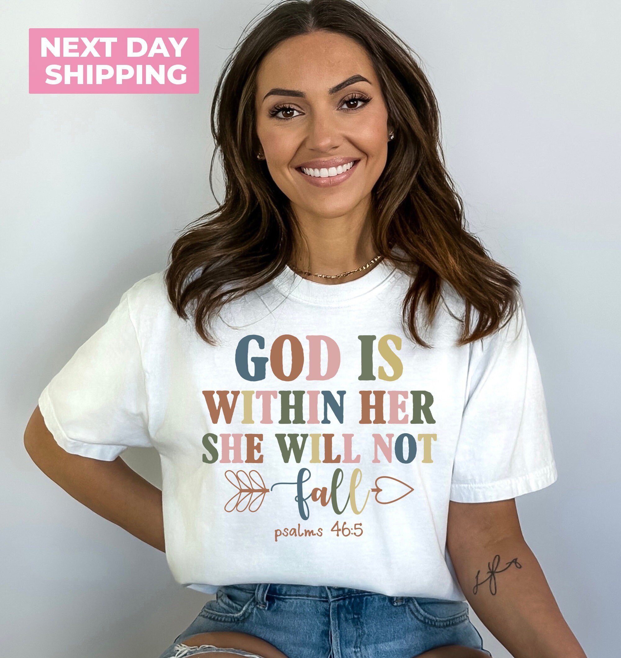 God is With Her She Will Not Fall Women T shirt God is With Her She Will Not Fall Women T shirt