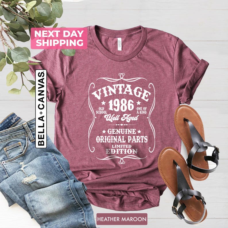 Well Aged 1986 Vintage Shirt, 40th Birthday Gifts for Women Men, 1986 Vintage Birthday Shirt, Vintage 1986 Shirt Gift for Her and Him image 3