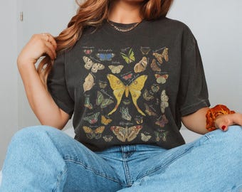 Vintage Butterfly and Moth T-Shirt, Cottagecore Aesthetic Comfort Colors® Shirt, Cottagecore Shirt, Aesthetic Tshirt, Cottage Core Shirt