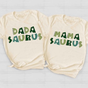 MamaSaurus and DadaSaurus Tees, Matching Family Dinosaur Birthday shirts, Kids Dino Tee, Mom and Dad Dino Tees, Mommy and Me Family Gift