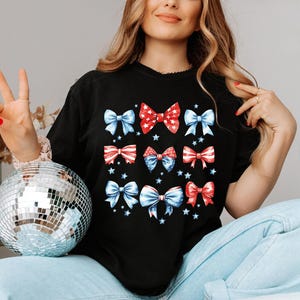 USA Bow Shirt Comfort Colors®, Coquette America Bow Shirt for July 4th, Memorial Day Shirt, Patriotic Bow Shirt, USA Shirt, Election Shirt image 4