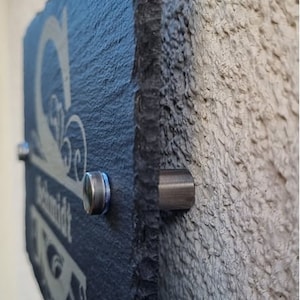 Slate door sign with engraving/laser engraving/entrance/personalized/house sign with stainless steel spacer