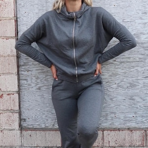 French Terry Zip Up Hoodie; Soft Sweatshirt; Cloud Hoodie; Loungewear; Workout tops; Sweater; Sustainable; Soft; women; batwing sleeves