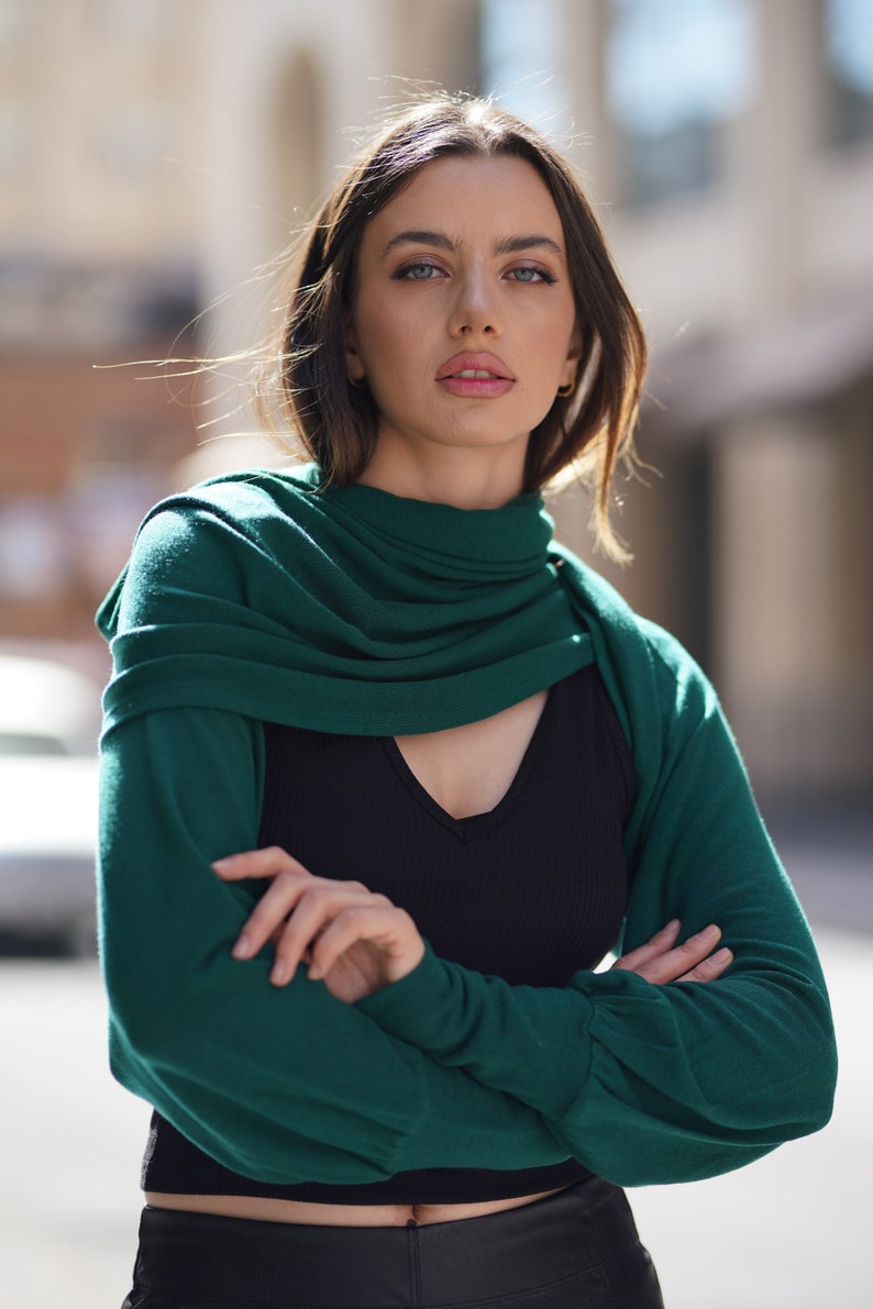 The Shoulder Shrug Sleeve Shrug Scarf With Sleeves Bolero Etsy