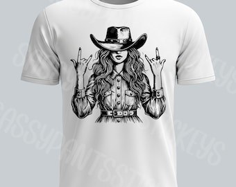 Western Cowgirl PNG bundle, Digital Download, white and black t-shirt images, instant download
