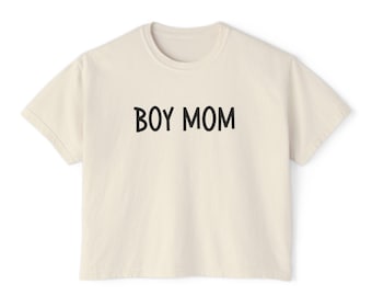 Boy Mom Boxy Tee | Women's cropped crewneck shirt, mom life top