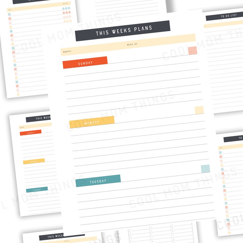 Reusable Weekly Planner INSTANT DOWNLOAD A4 Colorful Etsy