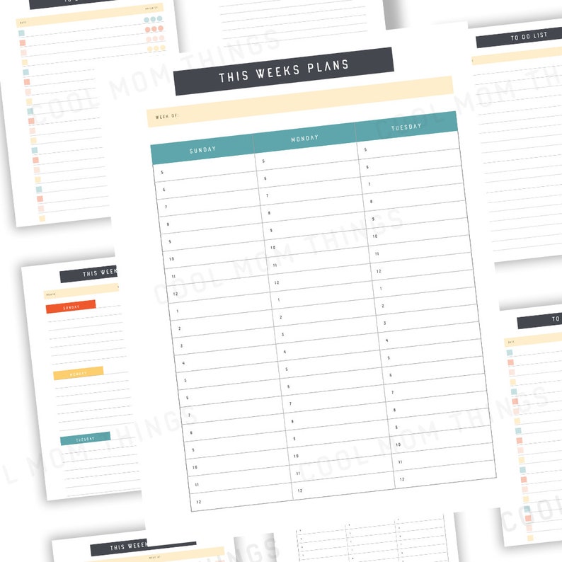 Reusable Weekly Planner INSTANT DOWNLOAD A4 Colorful Etsy