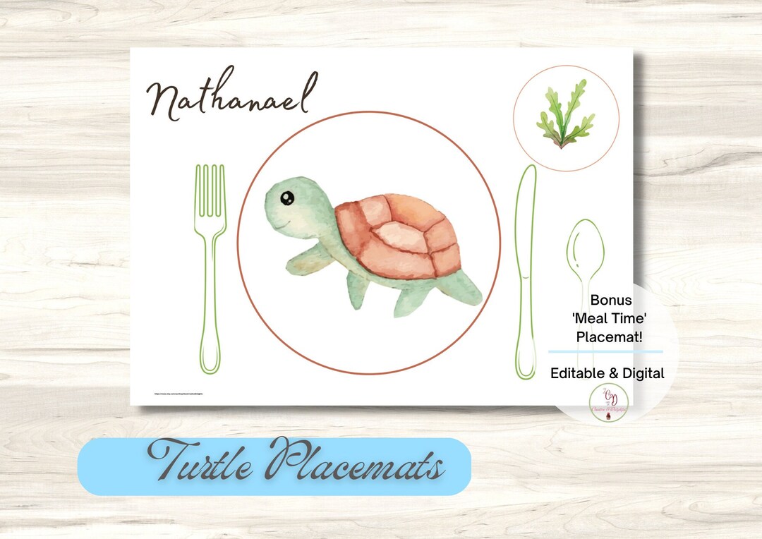 Turtle Placemat Montessori Placemat Educational Preschool Etsy Australia