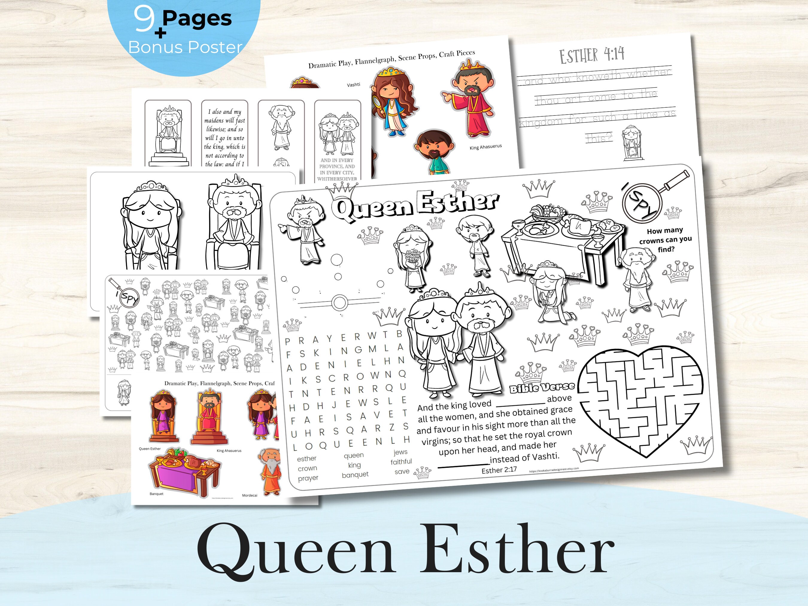 Queen Esther Activity Pages Printable Bible Story Bible Crafts Sunday