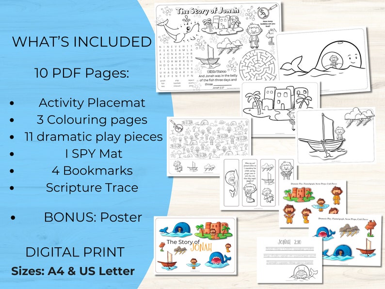 Jonah Activity Pages Printable Bible Story Bible Crafts Sunday School ...
