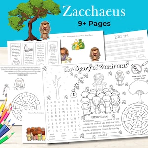 Zacchaeus Bible Printables – Forgiveness Kit with Crafts, Coloring, Worksheets for Kids | Faith Devotions for Christian Homes & Classrooms