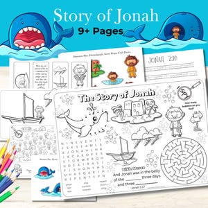 Jonah Bible Printables – Obedience Kit with Crafts, Coloring, Worksheets for Kids | Faith Devotions for Christian Homes & Classrooms
