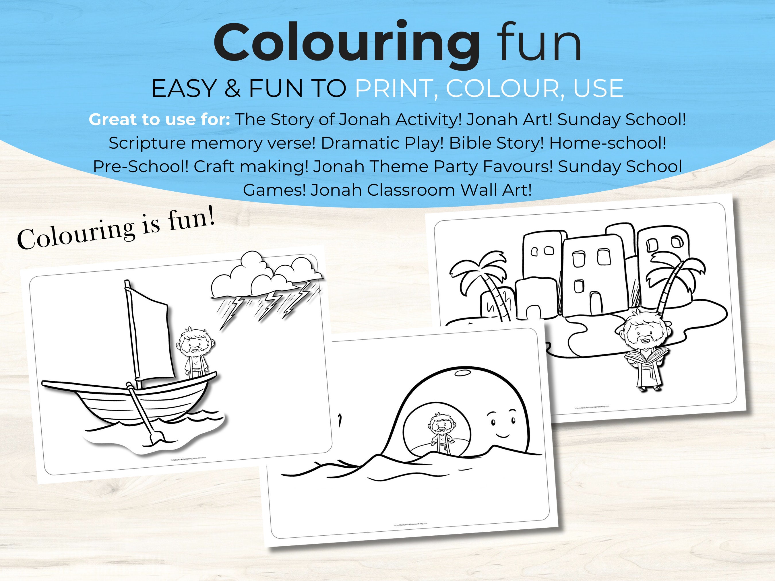 Jonah Activity Pages Printable Bible Story Bible Crafts Sunday School ...