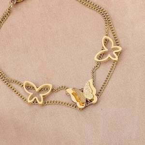 Triple Butterfly 18K Gold Plated Bracelet