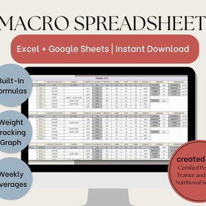 Macro Tracker Spreadsheet | Calorie/Carb Cycling Spreadsheet for Digital Download