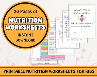 Nutrition Worksheets on Macronutrients for Kids | Instant Download PDF