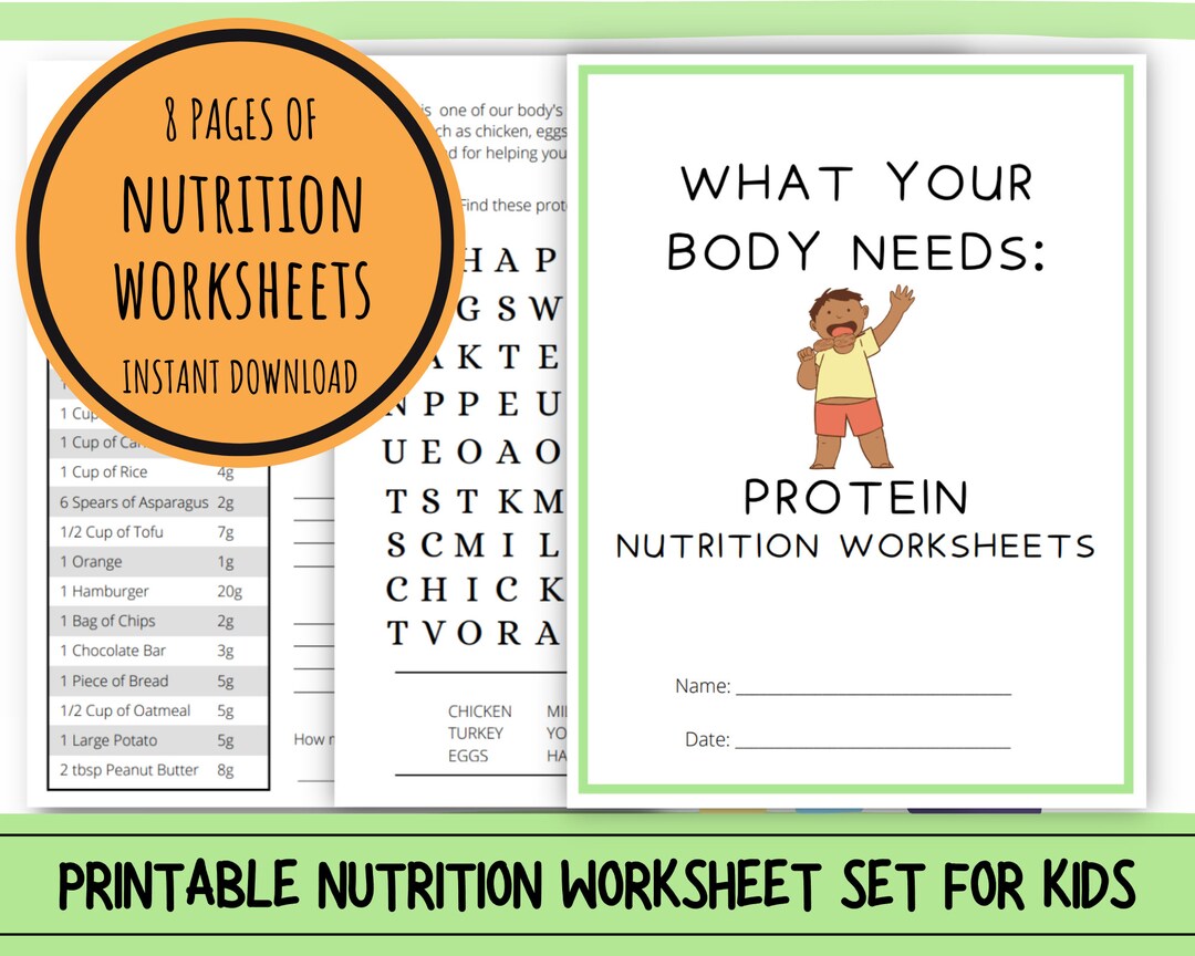 Protein and Amino Acid Worksheets for Kids | Nutrition Education ...