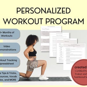 Personalized Workout Program Created by a Certified Personal Trainer with Workout Tracking Spreadsheet