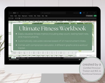Fitness Spreadsheet | Macronutrient, Steps, Resting Heart Rate, Calorie Expenditure, and Workout Tracker | Instant Download