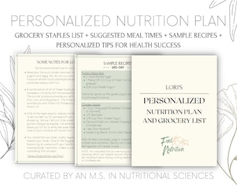 Personalized Nutrition Plan and Grocery List (Digital Download)