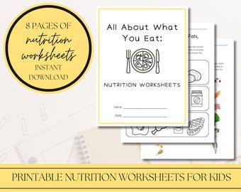 Nutrition Education Worksheets for Kids | Instant Download