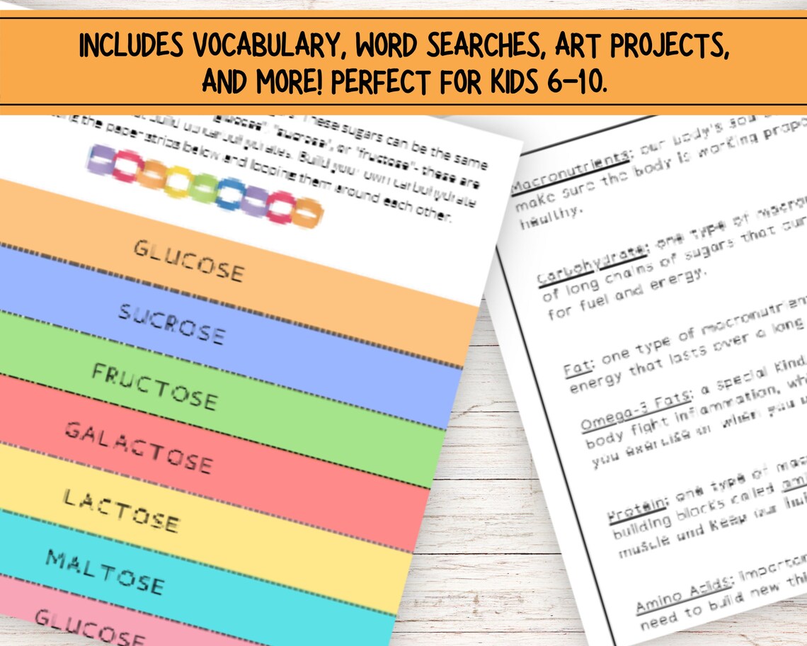 Nutrition Worksheets for Kids | Instant Download Macronutrient ...