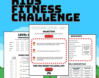 Gioco di esercizi stampabile per bambini / Pacchetto di attività divertenti su movimento, nutrizione e benessere