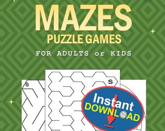 Easy Maze Puzzle Book – 100 Printable Mazes for Adults & Kids | Unique Shapes | Instant Download | Fun Brain Teasers