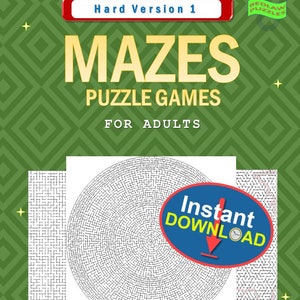 Downloadable Printable Maze Puzzle Book [Very Hard] for Adults: 100 mazes and solutions [US-Letter size]