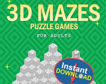 Hard 3D Maze Puzzle Book – 90+ Challenging Printable Mazes | Brain Twisters for Adults | Instant Download