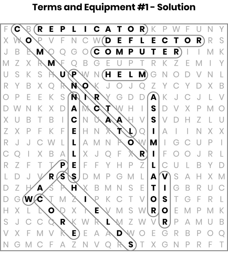 Example Star Trek Word Search Solution