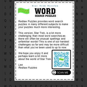 Back Cover for Word Search, Star Trek theme