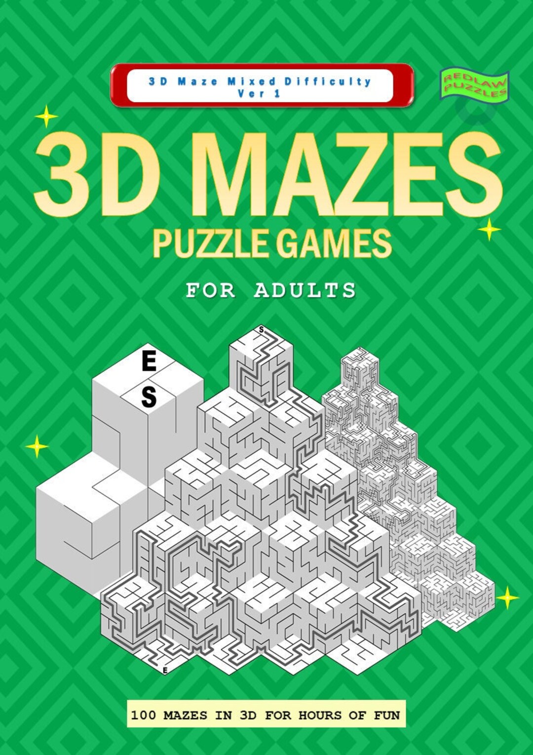 Downloadable Printable '3D' Maze Puzzle Book easy to Hard Difficulty