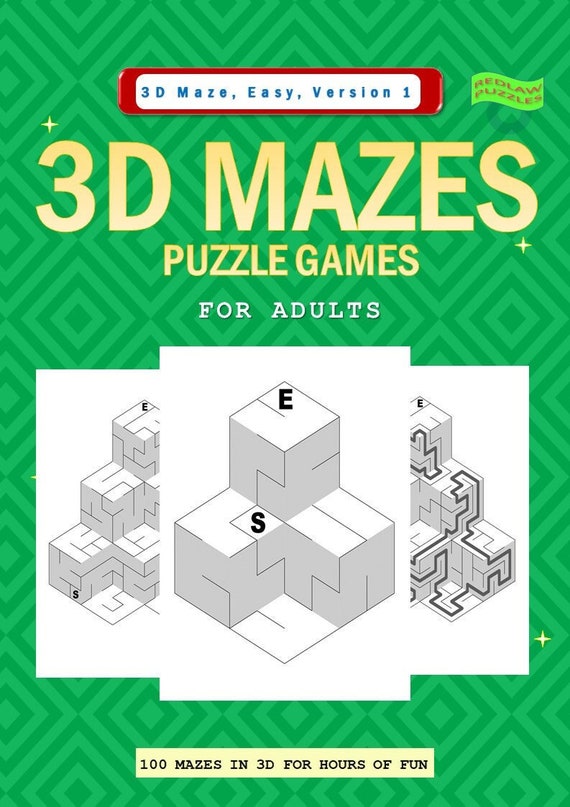 Downloadable Printable '3D' Maze Puzzle Book easy | Etsy