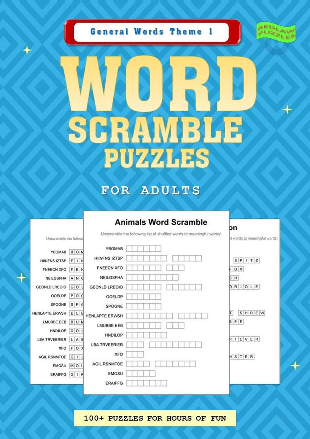 Downloadable Printable Word Scramble Adult Puzzle Book 100 Puzzles