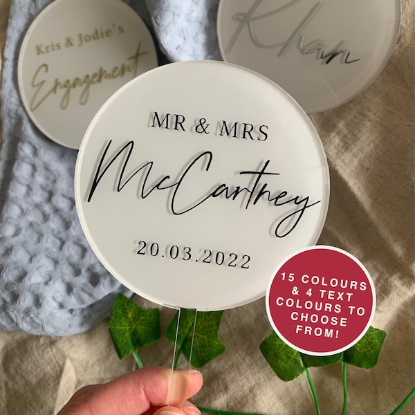 Custom Last Name Cake Toppers for Wedding | Personalised Wedding Cake Topper | Mr and Mrs Cake Toppers