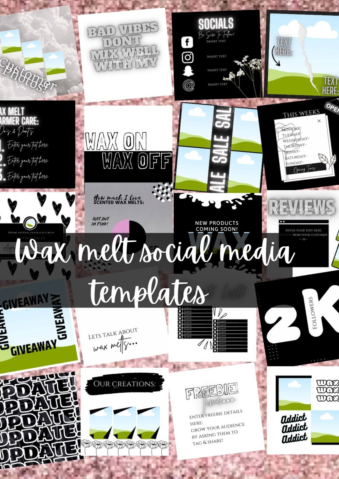 Wax Melt Social Media Template, Canva Editable, Wax Melts, Candle Maker
