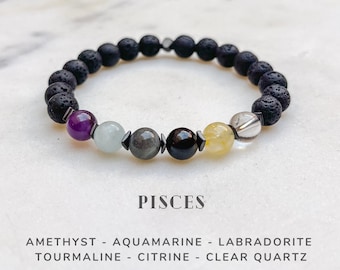 Pisces Gifts, Pisces Crystals Zodiac Bracelet, Astrology Jewelry