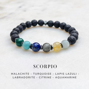 Regali Scorpione, Bracciale zodiacale con cristalli Scorpione, Gioielli astrologici