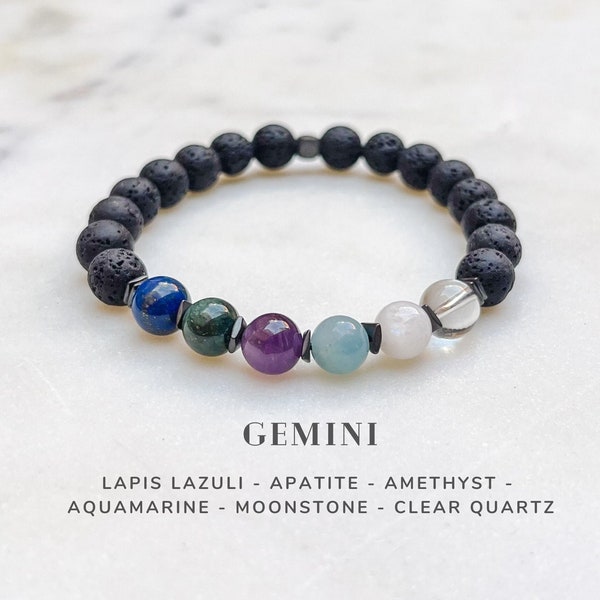 Gemini Gifts, Gemini Crystals Zodiac Bracelet, Astrology Jewelry