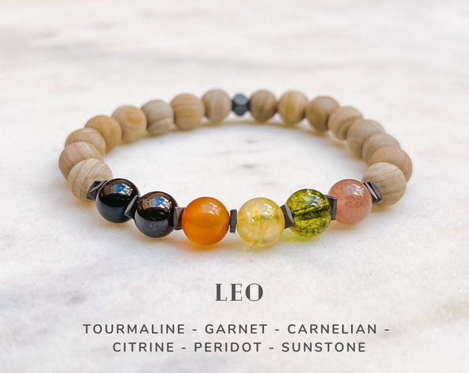 Leo Gifts, Leo Crystals Zodiac Bracelet, Astrology Jewelry