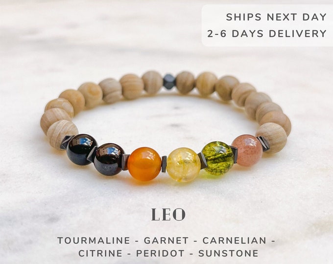 Leo Crystals Zodiac Bracelet, Leo Birthday Gifts, Astrology Jewelry