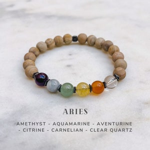 Aries Gifts, Aries Crystals Zodiac Bracelet, Astrology Jewelry