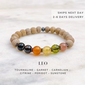 Leo Crystals Zodiac Bracelet, Leo Birthday Gifts, Astrology Jewelry
