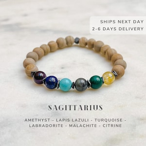 Sagittarius Crystals Zodiac Bracelet, Sagittarius Birthday Gifts, Astrology Jewelry