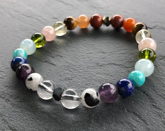 Mens 7 Chakra Bracelet, Mens Gemstone Bracelet, Mindfulness Gift