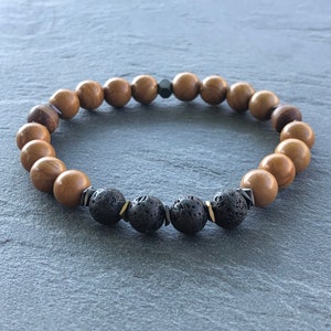 Lava Rock Anxiety Bracelet, Healing Crystal Zen Jewelry, Stress Relief Zen Bracelet, Mens and Womens Unisex Bracelet, Brother Gift for Men