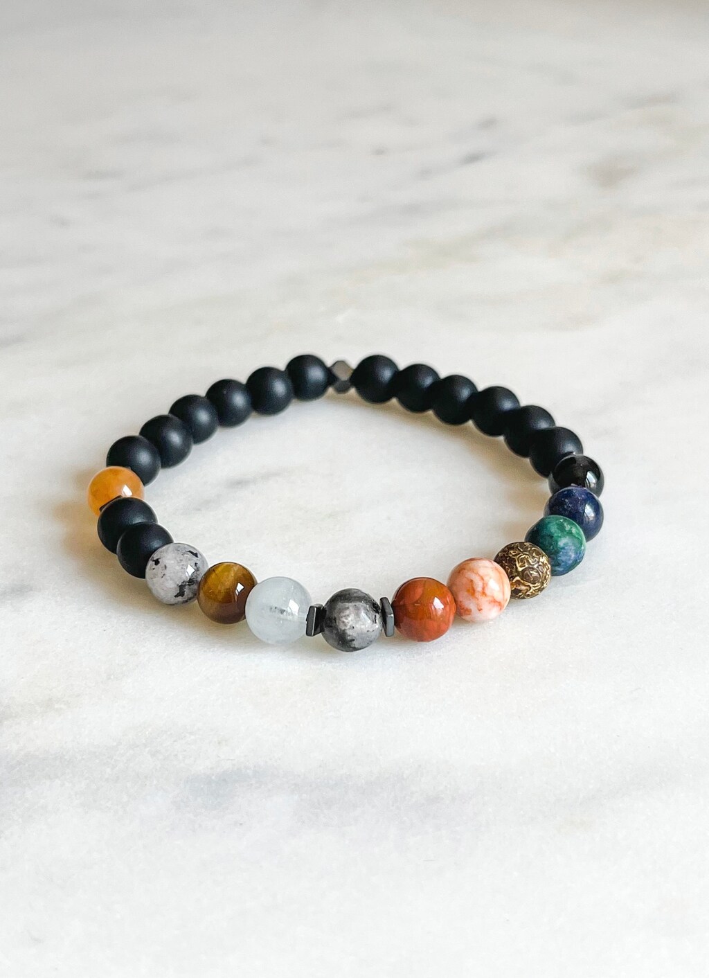 Cubahop Bracciali Universe Galaxy Sistema Solare, 8 Pianeti In Pietra Naturale Agata, Regalo Uomo/Donna